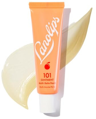 Lanolips 101 Ointment - Lanolin Lip Balm for Smooth, Hydrated & Healthy Lips - Multipurpose Ointment with Lanolin Oil for Dry Cuticles & More - Peach (0.52 oz)