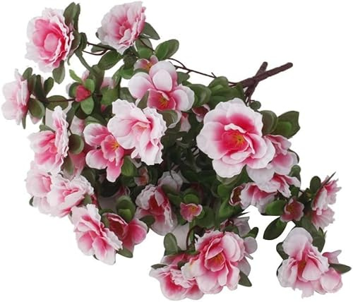 Tenlacum Künstliche Azalee Seide Blumen Blumen Haus Hochzeit Party Tischdekoration (2 Strauß) (Rosa)