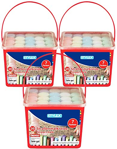 Stylex Straßenkreide/Straßenmalkreide/im praktischen Eimer (3 Eimer)