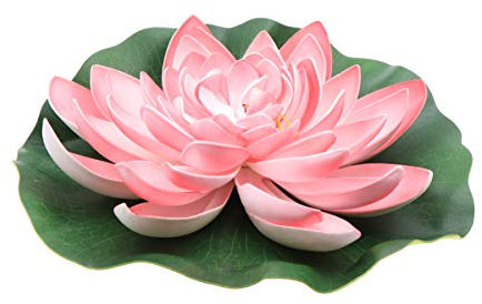Cabilock Fleur de Lotus Flottante Artificielle Ornement de Nénuphar Réaliste pour Décoration de Piscine de Patio Décoration D'étang D'aquarium Ornement 28Cm Rose