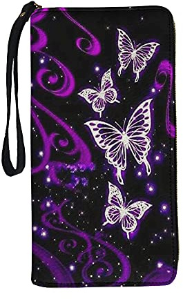 Jeiento Portefeuille en cuir pour femme avec dragonne et fermeture éclair