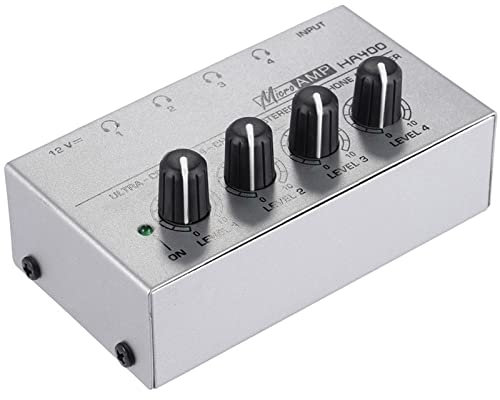 Sasuori HA400 Amplificatore Stereo per Cuffie Stereo Mini Stereo A 4 Canali Con Adattatore Di Alimentazione
