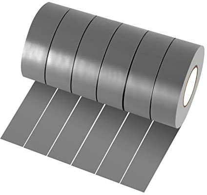 Xrkuu 6 rotoli di nastro elettrico grigio, 18 mm x 10 m, nastro isolante in PVC, impermeabile, forte adesivo elettrico per progetti di fili, isolamento e riparazione di fili rotti