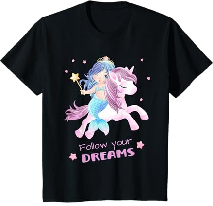 Einhorn und Meerjungfrau folgen Ihren Träumen Sommer Mädchen T-Shirt