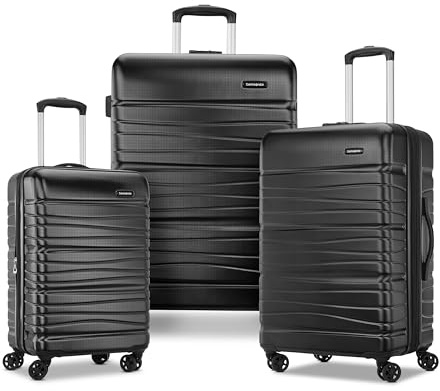 Samsonite Evolve SE Hardside Extensible avec Double roulettes pivotantes, Basse Noire, 3PC Set (CO/M/L), Evolve Se Valise Rigide Extensible avec Double roulettes pivotantes