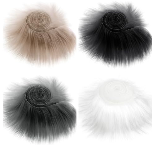 4 Stück Kunstfell Bordüre Kunstpelz Band Fellstoff, Pelz Stoff Schnitte Flauschige Kunstfell Bordüre Pelz Patches ideal zum Basteln Nähen Dekoband Plüsch Trim Stoffrolle,Teppich Nähen Basteln 5x150cm