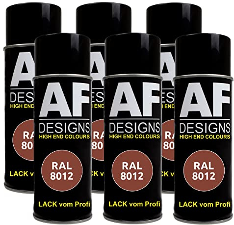 Alex Flittner Designs Lackspray RAL 8012 ROTBRAUN glänzend 6x 400ml Spraydose Buntlack Autolack