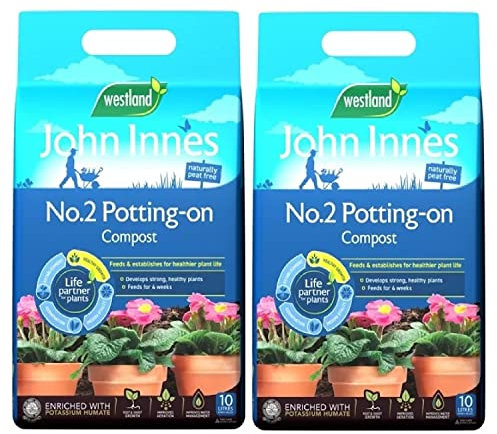 Topline Westland Peat Free Garden Compost - John Innes No2 Potting-On Compost 2 x 10L Bags. Potting Compost for Outdoor Plants, Vegetables Growing or House Plants Card.