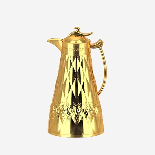 HELVES A 800ml Arabic Classical Style Pot Heat/Cold Insulation Tea Kettle For Restaurants Vacuum Flask Thermal Insulation Kettle E (Size : 0.8L, Color : Gold lid)