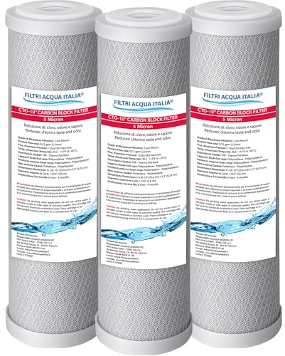 Cartuccia Carbon Block 5 Micron 10 Pollici CTO Filtro a carbone attivo per osmosi inversa Set 3 Pz. Filtri Acqua Italia®