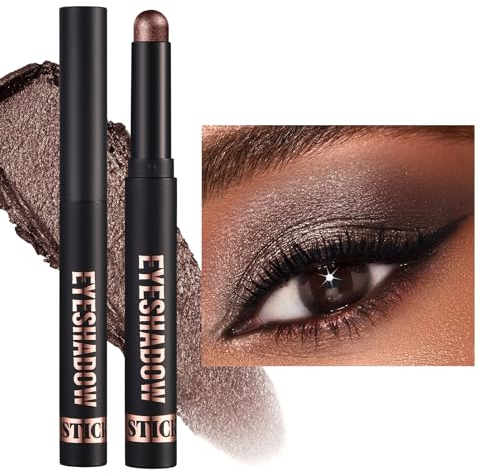 Crayon Fards à Paupières pailleté, Baton de Fard a Paupiere Pailleté, Crayon Ombre à Paupières Crème Imperméable Brillant Maquillage Yeux pailleté Blanc Marron