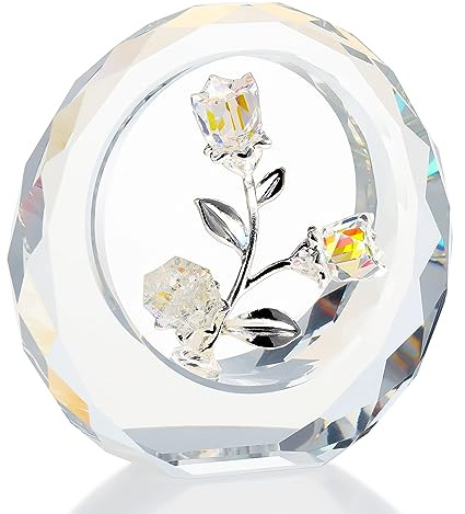 Ornalrist Crystal Clear Flower Figurines Bouquet Ornaments Gift for Women