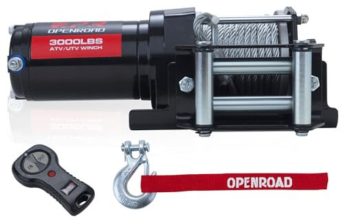 OPENROAD 3000 Livres Pour Atv/Utv Treuil，Treuil Electrique 12V avec Commande Filaire Et Sans Fil, Adapté Pour Vtt Et VéHicules Polyvalents.