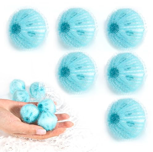 6 Stück Fusselball für Waschmaschine Wiederverwendbar Wäscheball, Wäscheball Entfernt Tierhaare, Fusseln, Flusen (blau) Ø3.5cm