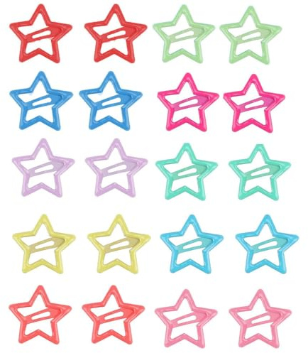 Armastuse Clip A Forma Stella Colorate,20 Pezzi Clip Capelli Bambina,Mollette per Capelli Bambina, Fermagli Capelli in Metallo per Ragazza Donne Figli (Colore casuale)