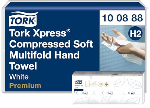 Tork Xpress Compressed Soft Multifold Hand Towels Blanc H2, Premium, 2-ply, M-fold, Large, 12 x 170 Feuilles, 100888