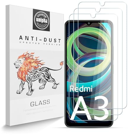 Zidwzidwei Protector de Pantalla para Xiaomi Redmi A3 [3-Pack], 9H Dureza Vidrio Templado, 2.5D Alta Definicion Alta Sensibilidad, Antiarañazos Protector de Pantalla