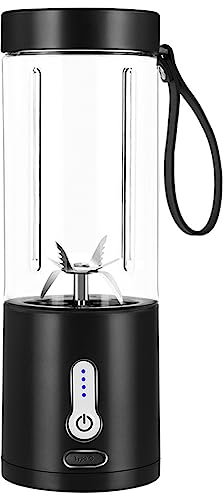 Meichoon Vaso Licuadora Portátil Vaso Licuadora para una Persona Carga USB 530ml/18.7oz 6 Cuchillas para Cocina Viajes y Deportes LB38 Negro