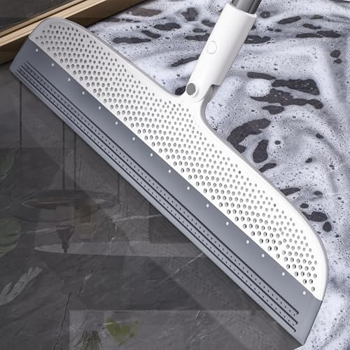 Rubber Floor Squeegee Broom for Pet Hair, 51.77 Long Handle | Multi-Surface Cleaner for Laminate, Carpet, Hardwood, Tile, Windows, Mirrors and Rugs