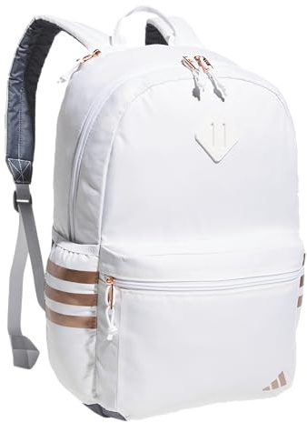 adidas 3-Stripe Classic Backpack for Men And Women, Bag with Laptop Sleeve Zaino Borsa, Bianco/Oro Rosa/5.0, One Size Unisex-Adulto