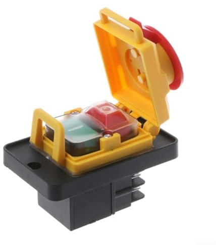 PETSTIBLE Industrieller Druckknopfschalter, Stopp- und wasserdichter magnetischer Druckknopfschalter für KJD12, 4-polig, 16 A, 250 V, 1 Stück