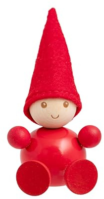 aarikka Elf sitzend, Höhe 9 cm, rot, aus Finnland, Weihnachtswichtel, Weihnachtsfigur