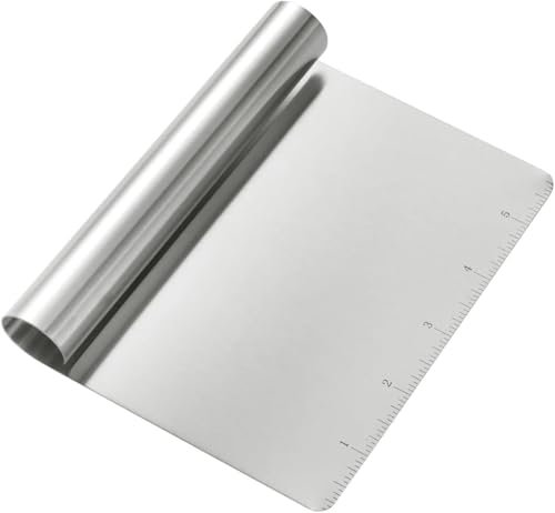 Midgreyeye Taglia Impasto Con Scala Graduata In Acciaio Inox, Raschietto Per Pasta,tarocco Per Impasti Multiuso,Spatola tagliapasta Per Torte, Pizza, Torte, Dough (15 * 11.3cm)