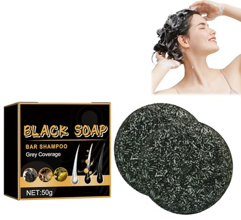 2PC Sapone per Capelli Grigi,Shampoo Sapone Nero,Copertura per Sapone per Capelli Grigi,Grigio Lucido Sapone per Capelli,Favorisce La Crescita Dei Capelli e Previene La Caduta Dei Capelli
