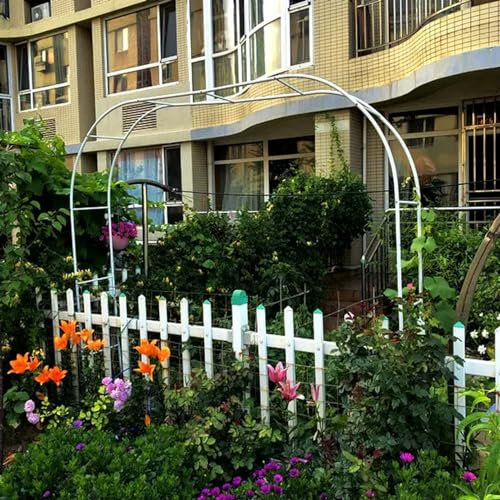 Arche de jardin en métal avec cadre en acier pour plantes grimpantes, vignes, pergola blanche pour vignes, lumières et fleurs (120 x 220 x 40 cm)