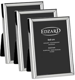 EDZARD Bilderrahmen Genua 3er-Set (Foto 6x9 cm) versilbert anlaufgeschützt