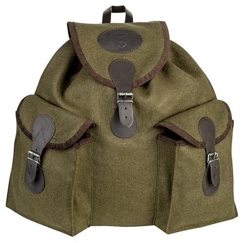 Lodenrucksack Jagd Klassischer Jagdrucksack Vintage Rucksack Loden Wandern Trekking Outdoor mit Schweißeinlage Grün 30L