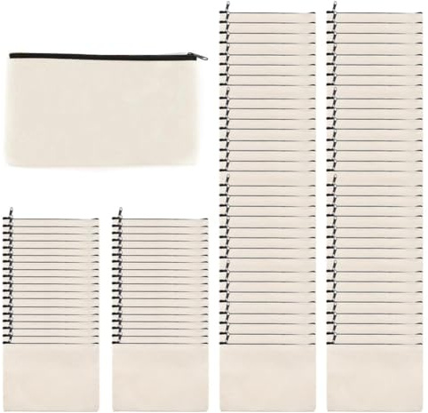 Cpolebev 100 Stücke DIY Handwerkstasche Beutel Aus Baumwolle mit Reißverschluss Bleistiftetui Kosmetiktaschen