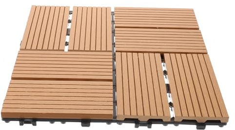 POPETPOP De Madera y Plástico Losas De Suelo Baldosas De Jardín Para Terraza De Patio Trasero Balcón Decoración De Azulejos