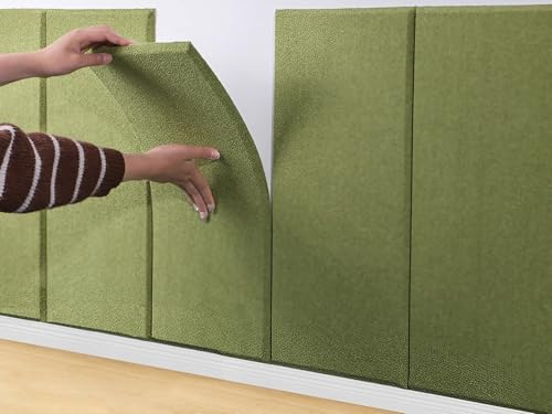YSPZDQ Self-Adhesive Anti-Collision Wall Stickers, 3D Soft Thickened Padded Wall Panels, Velvet Soundproof Wall Cushion, Moisture-Proof Wall Padding for Living Room & Bedroom(Green,30 x 60 cm 3pcs)