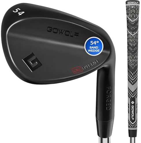 Gowolf 54 Degree Wedge Right Hand - Forged Golf Wedges Full Face for Men, Premium Gap Wedges Sand Wedge Lob Wedge Golf Club for Men, Great Golf Gifts - CNC Milled Face for More Spin (Black 54 Degree)