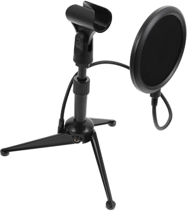 HONITANO 1 Satz Mikrofon Halterung mit Einstellbarem Tischmikrofon Stativ und Popfilter Schwarz Praktisch und Tragbar Sicher