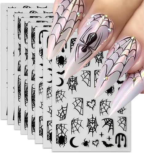 Evadollina Nagelsticker Halloween, 8 Blätter Halloween Nagelsticker, Spinne Nail Sticker, Schädel Nail Art, Nagel Charms, Nagel Zubehör, Nageldesign, Christmas (Typ B)