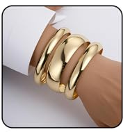 LOCCY 3 Stück Gold Armreif Armband Damen, Breit Gold Armreif Golden Stapelbares Armband Golden Manschette Stapelarmbänder Schmuck für Frauen Damen Mädchen (Goldener Set 1)