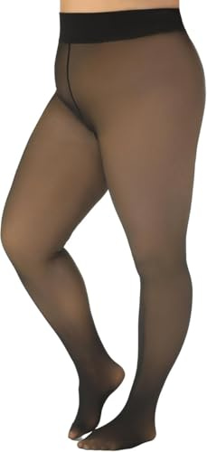 UieaMsio Medias térmicas para mujer de gran tamaño para invierno, calentitas, con forro de felpa, medias grandes de forro polar, medias gruesas, calentitas, leggings, Negro , 3XL
