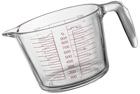 Verre doseur 1 L | 1 litre | Très résistant | Mesures faciles à lire | Chaleur | Cuisine pâtisserie restaurant chaud (1)