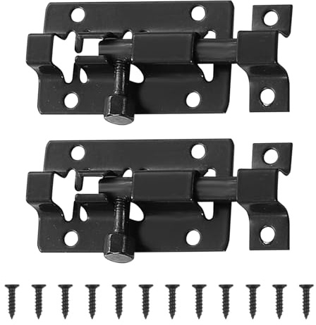 2 Set Door Lock Bolts,2inch Stainless Steel Black Slide Bolt,with Screws | Door Bolts for Internal Doors,Slide Barrel Door Bolt Security Lock Latch,for Cabinets,Shed, Fence Gate Door,Easy to Install