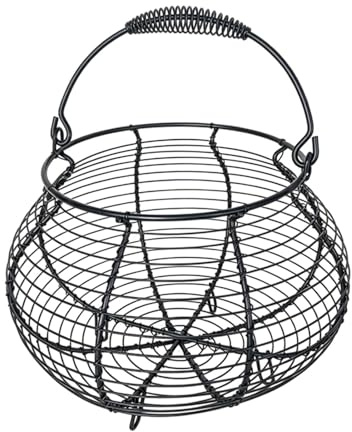 Egg Collection Basket | Vintage Woven Wire Holder,with Handle Counter Egg Holder | for Kitchen Picnic Farmhouse Garden Harvest Easter Christmas Fruit Vegetable