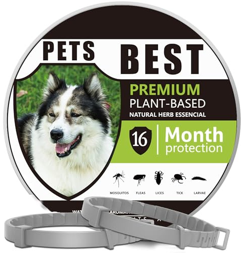2 Pcs Dog Repellent Collar, Dog Repellent Treatment Collars, Adjustable Waterproof Collar for Dog, One Size Fits All Breeds, 16 Months Protection(Grey, General)