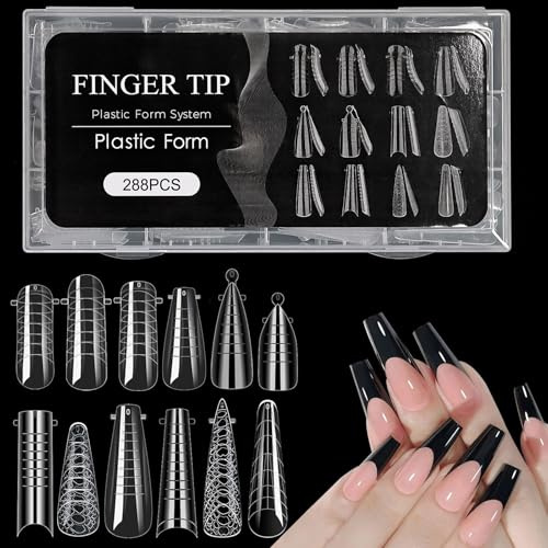 288 Stück Klare Duals Nagelformen Vollständige Abdeckungen Falsche Spitzen Gele Verlängerungsform Acryl Künstliche Spitzen Nägel Für Poly Ballerinas Kurze Sargform Set Formverlängerung