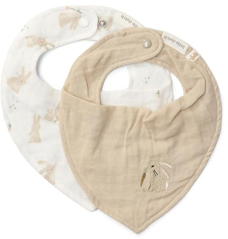 Little Dutch Lätzchen Bandana Dreieckstuch Halstuch Baby Kleinkind 2er Set - Baby Bunny - Newborn Naturals beige/weiß