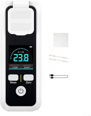 Digitales Refraktometer für Brix-Zuckergehaltsmesser mit 1,54-Zoll-IPS-Farbbildschirm, Typ-C wiederaufladbar, 0-32% Reichweite, für Saft-, Wein- und Honigtests (JBM-10)