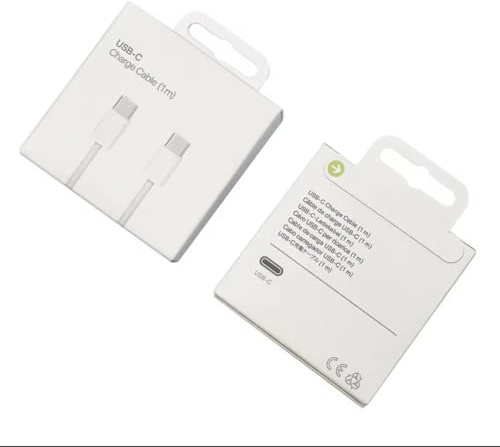 Generico Cavo USB-C a USB-C da 60W in Nylon Intrecciato a Ricarica Rapida, Compatibile con iPhone 15/16 e Dispositivi USB-C, 1m, Bianco, con Confezione