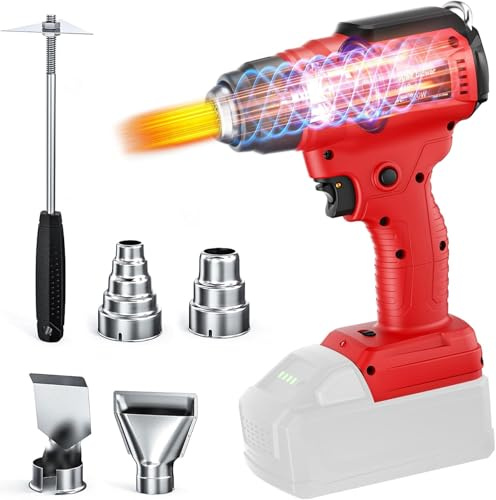 Cordless Heat Gun for Milwaukee 18V Battery (No Battery),720°C | Hot Air Gun with Overload Protection,4 Nozzles for Shrink Tubing for Crafting, Shrink Tubing,Vinyl Wrap