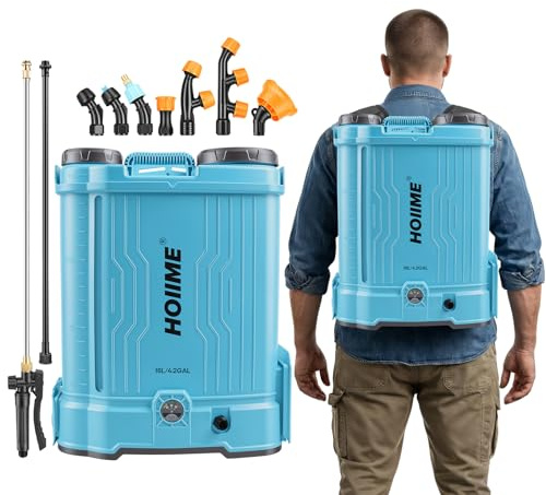 Trådlös tryckspruta 16 L trädgårdsspruta, 7 munstycken elektrisk växtspruta 100 PSI justerbar spraystyrka, kompatibel med Makita 18 V batterier (batteri ingår inte)