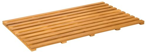 Tapis de Bain, Tapis Salle de Bain Caillebotis de Douche Baignoire Uni Marron 100x53 cm Bois